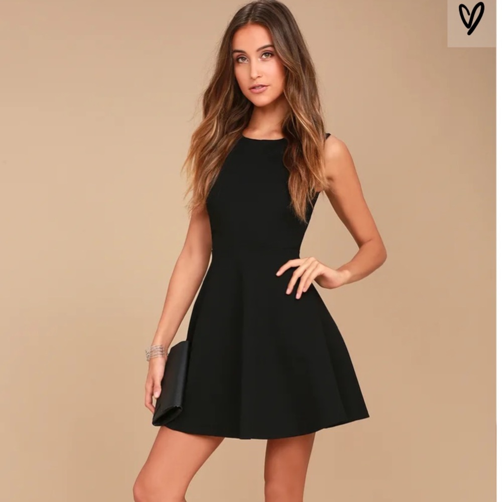 Need You Close Black Lace Backless Skater Dress